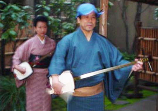 “Shinnai nagashi”, performance of strolling musicians with the shamisen