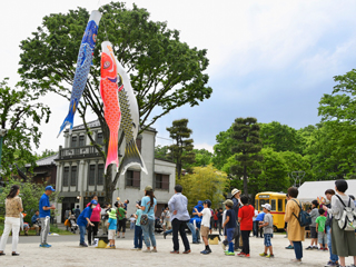 東の広場でベーゴマ大会