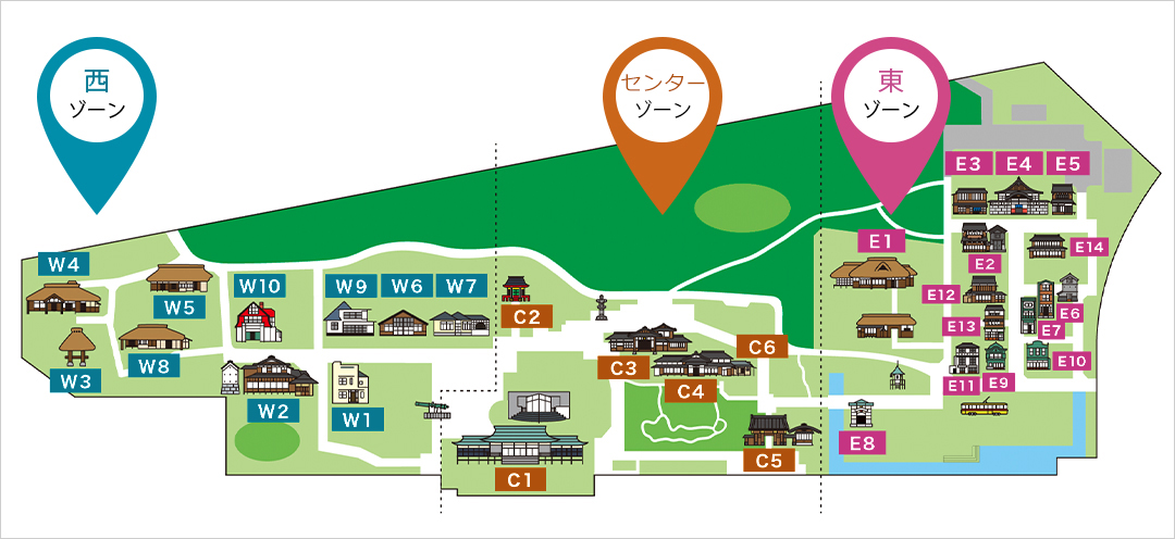 復元建造物の地図