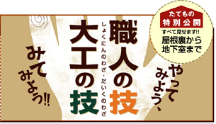 やってみよう、職人の技　みてみよう、大工の技