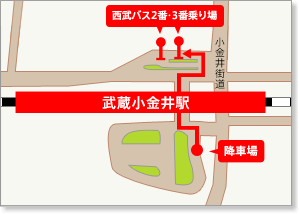 直通バスをご利用の場合の地図