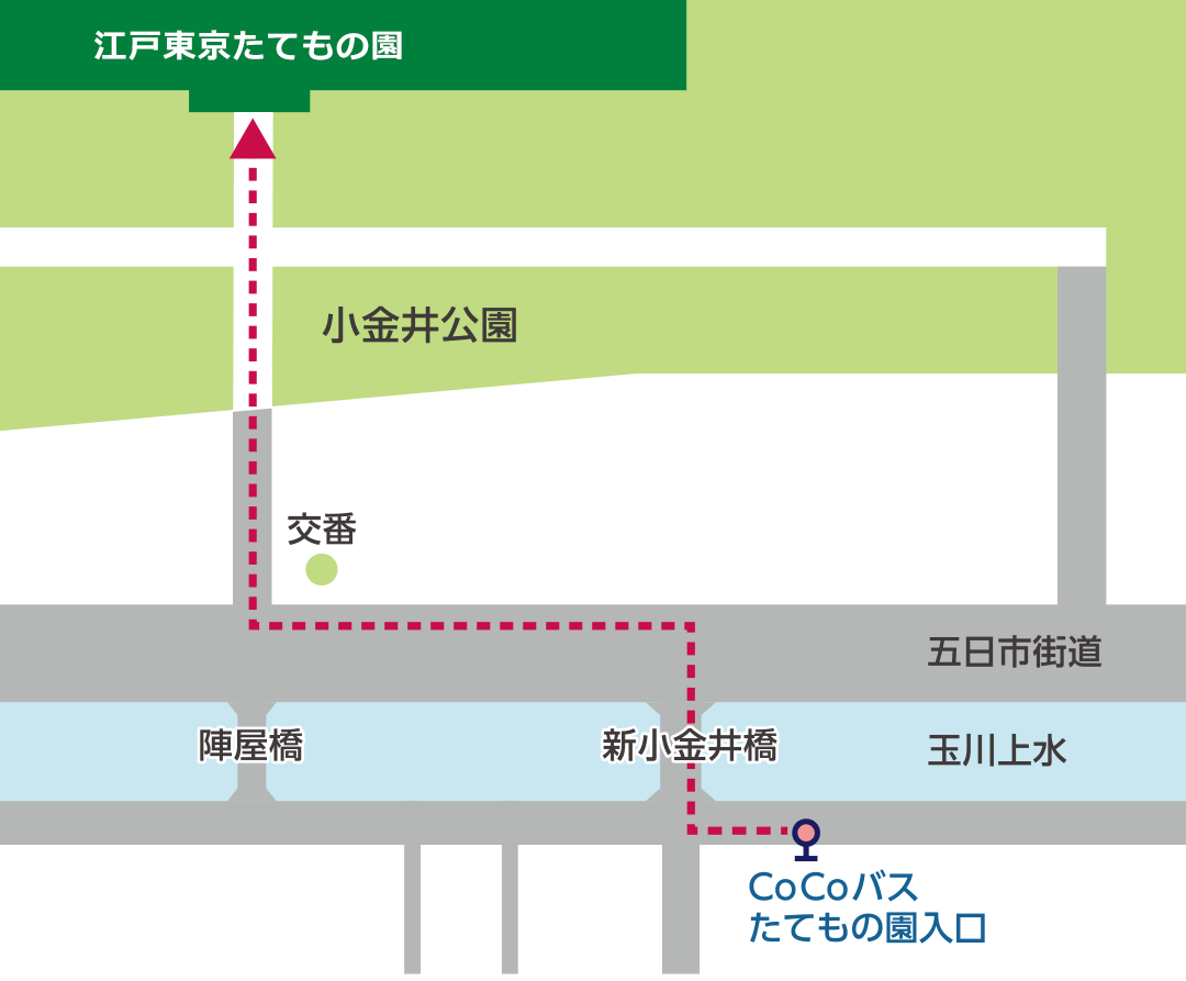 「たてもの園入口」周辺のマップ