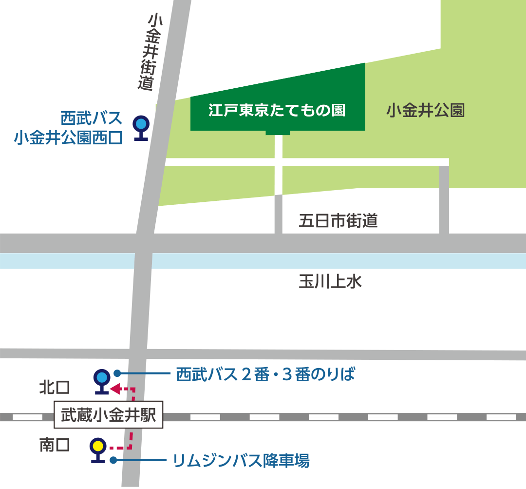 直通バスをご利用の場合の地図