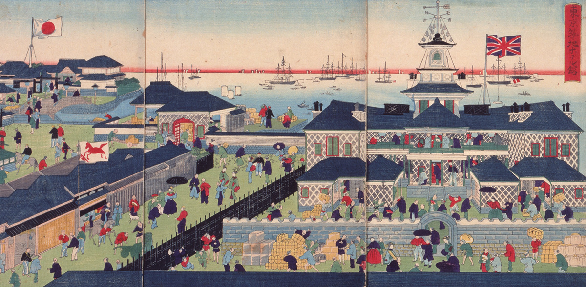 「東京築地ホテル館」歌川国輝（２代）／画　1869年（明治2）江戸東京博物館蔵