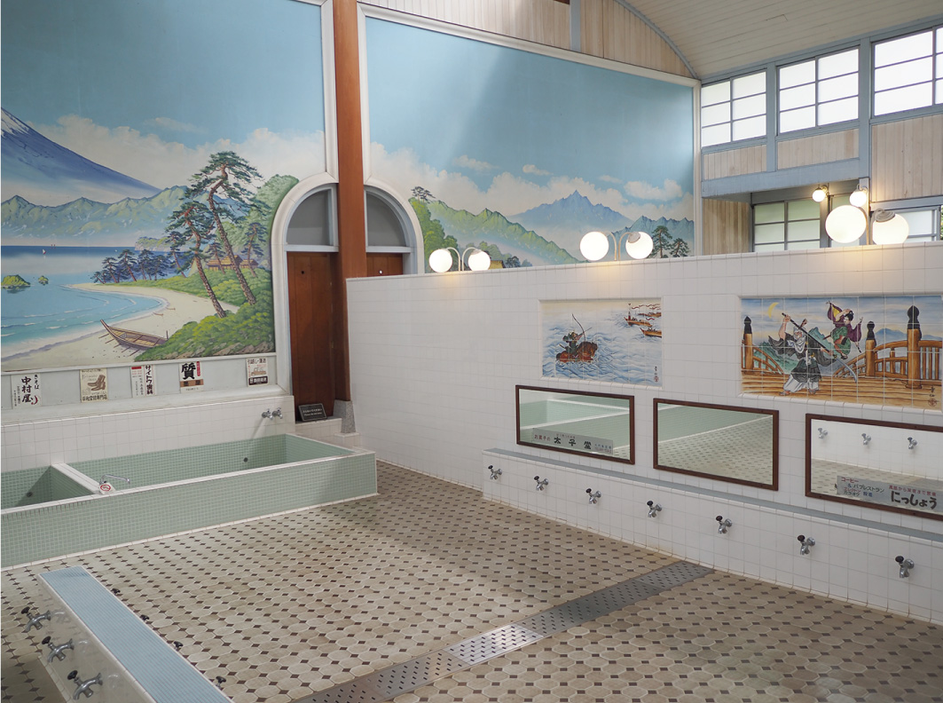 子宝湯浴室のタイル　1929年（昭和4）　江戸東京たてもの園内